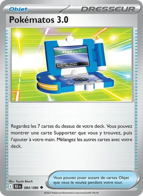 Carte Pokémon Pokématos 3.0 084/086, extension Foudre Noire