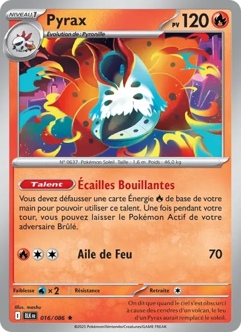 Carte Pokémon Pyrax 016/086, extension Foudre Noire