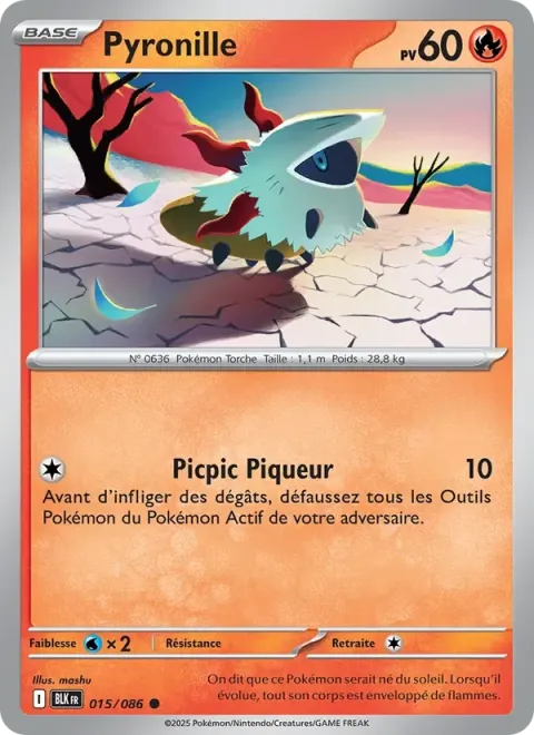 Carte Pokémon Pyronille 015/086, extension Foudre Noire