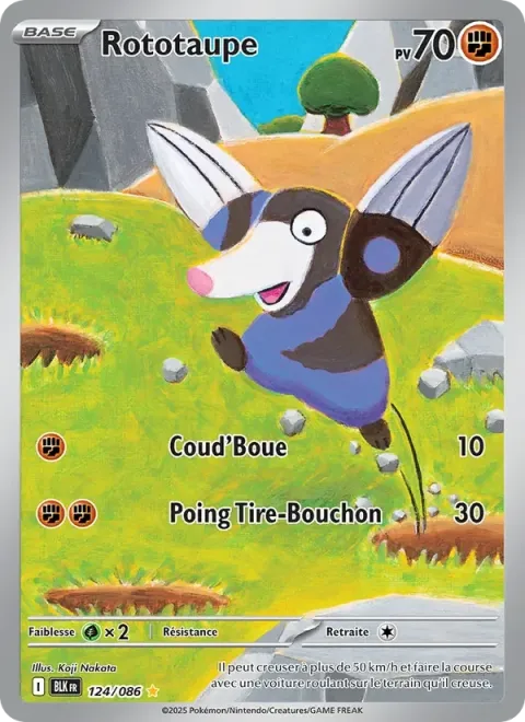 Carte Pokémon Rototaupe 124/086, extension Foudre Noire