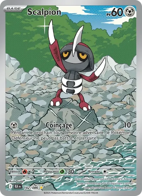 Carte Pokémon Scalpion 142/086, extension Foudre Noire