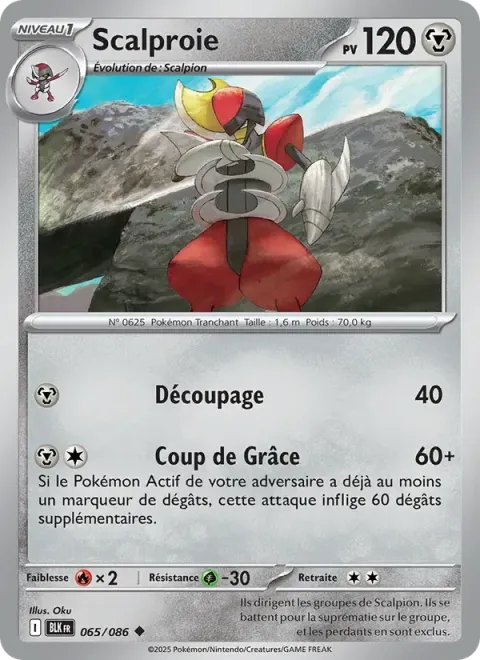 Carte Pokémon Scalproie 065/086, extension Foudre Noire