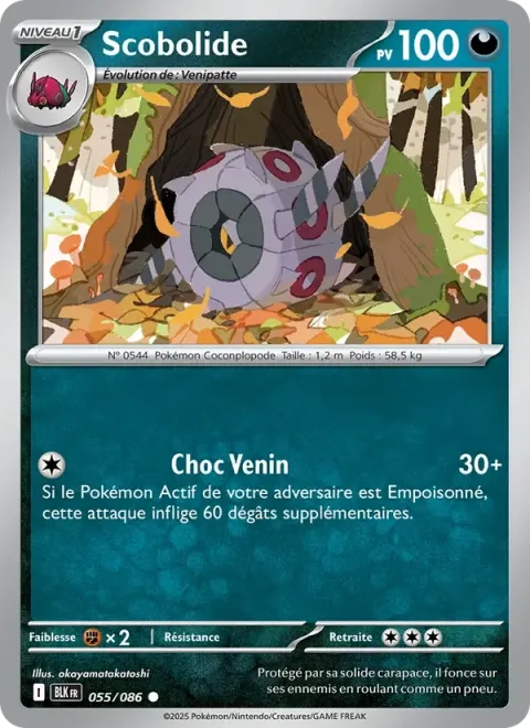 Carte Pokémon Scobolide 055/086, extension Foudre Noire