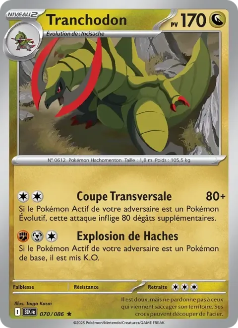 Carte Pokémon Tranchodon 070/086, extension Foudre Noire