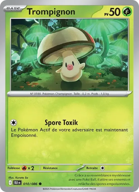 Carte Pokémon Trompignon 010/086, extension Foudre Noire