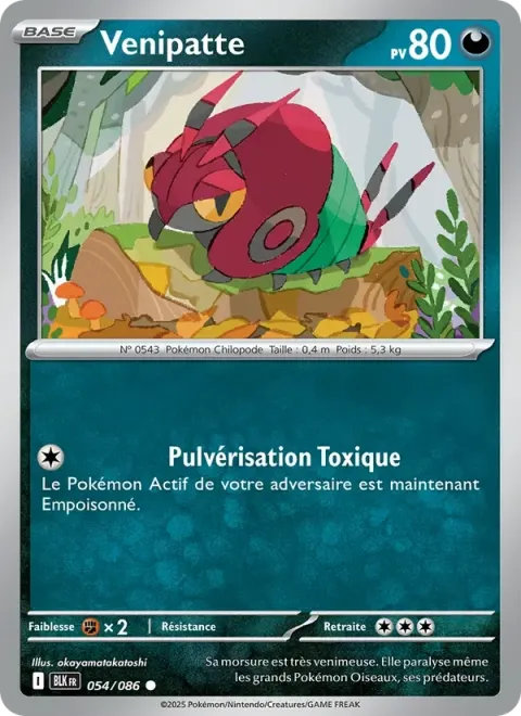 Carte Pokémon Venipatte 054/086, extension Foudre Noire