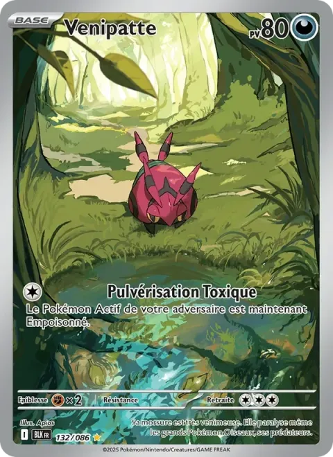 Carte Pokémon Venipatte 132/086, extension Foudre Noire