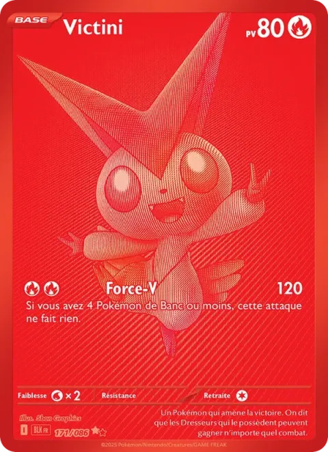 Carte Pokémon Victini 171/086, extension Foudre Noire