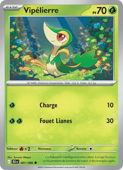 Carte Pokémon Vipélierre 001/086, extension Foudre Noire
