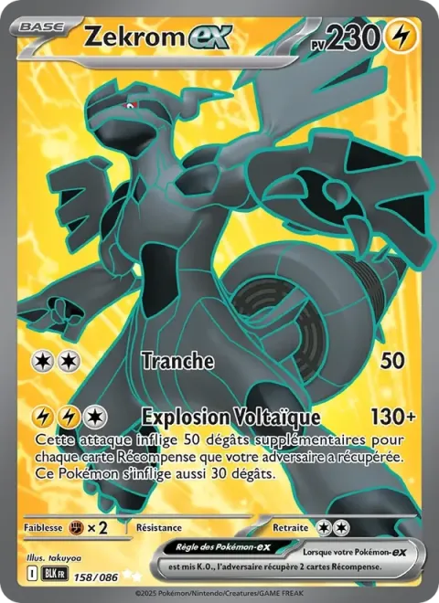 Carte Pokémon Zekrom-ex 158/086, extension Foudre Noire