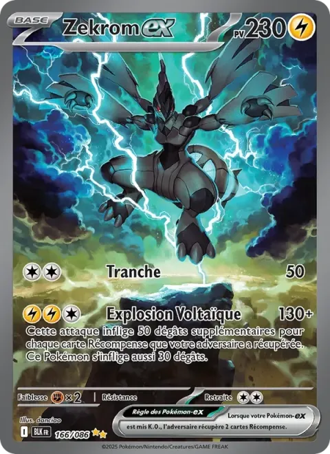 Carte Pokémon Zekrom-ex 166/086, extension Foudre Noire
