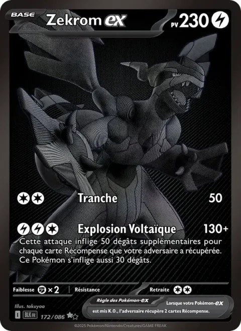 Carte Pokémon Zekrom-ex 172/086, extension Foudre Noire