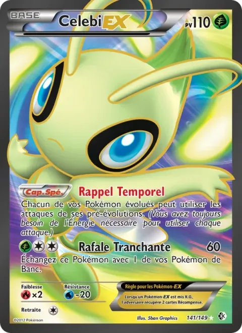 Carte Pokémon Celebi-EX 141/149, extension Frontières Franchies