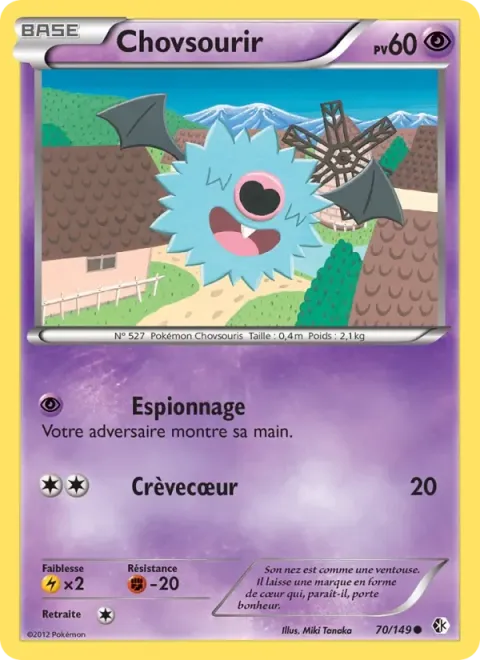Carte Pokémon Chovsourir 070/149, extension Frontières Franchies
