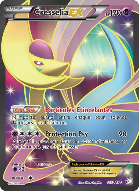 Carte Pokémon Cresselia-EX 143/149, extension Frontières Franchies