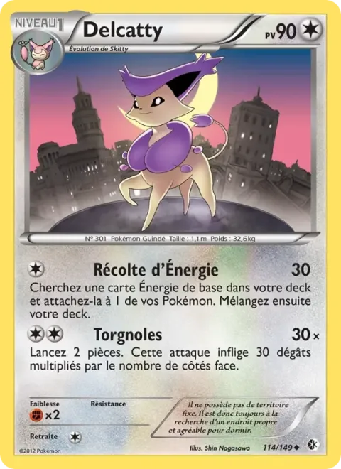 Carte Pokémon Delcatty 114/149, extension Frontières Franchies