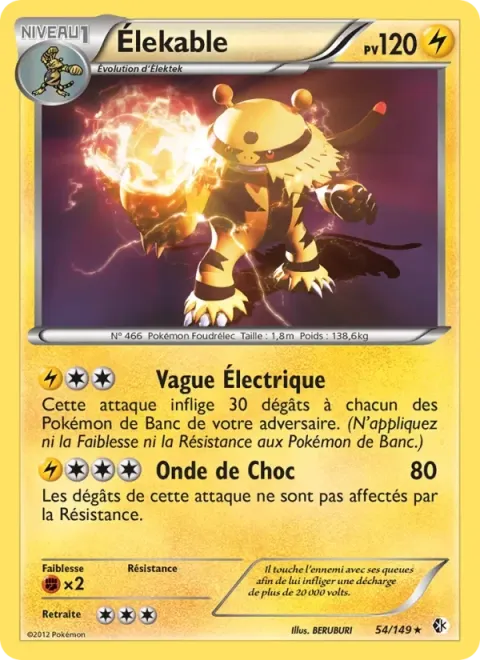 Carte Pokémon Élekable 054/149, extension Frontières Franchies
