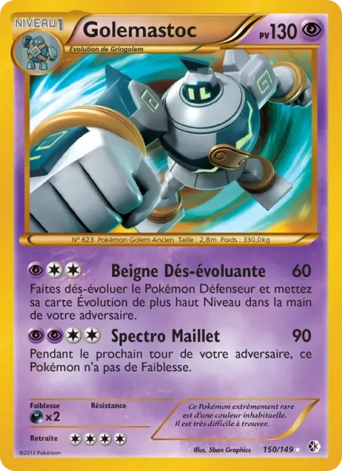 Carte Pokémon Golemastoc 150/149, extension Frontières Franchies