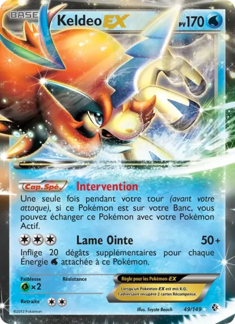Carte Pokémon Keldeo EX 049/149, extension Frontières Franchies