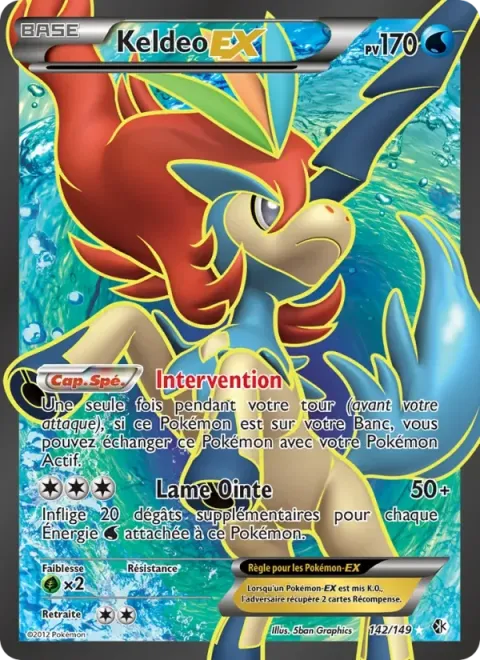 Carte Pokémon Keldeo EX 142/149, extension Frontières Franchies