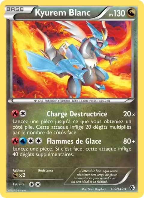 Carte Pokémon Kyurem Blanc 102/149, extension Frontières Franchies