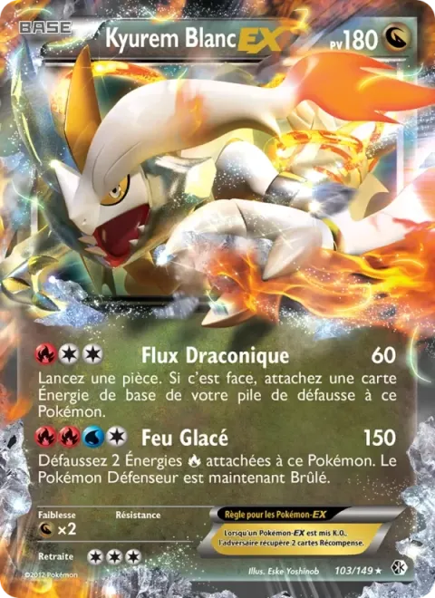Carte Pokémon Kyurem Blanc EX 103/149, extension Frontières Franchies