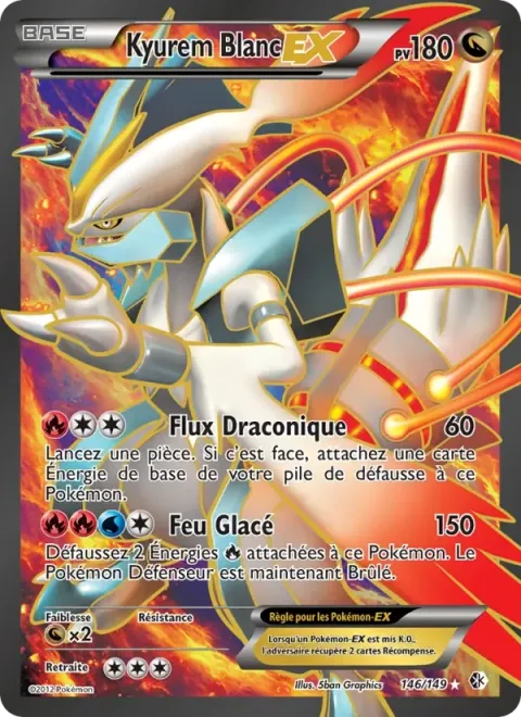 Carte Pokémon Kyurem Blanc EX 146/149, extension Frontières Franchies