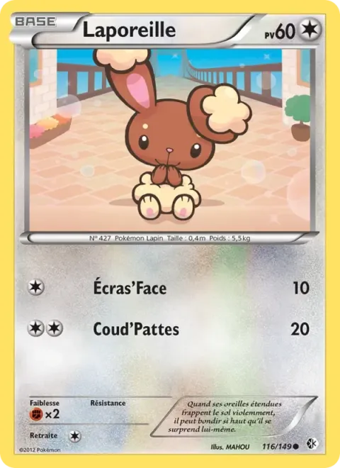 Carte Pokémon Laporeille 116/149, extension Frontières Franchies
