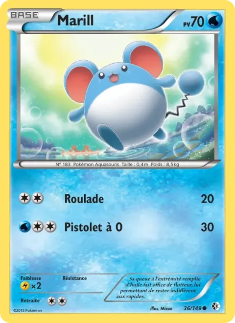 Carte Pokémon Marill 036/149, extension Frontières Franchies