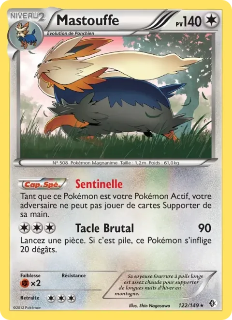 Carte Pokémon Mastouffe 122/149, extension Frontières Franchies