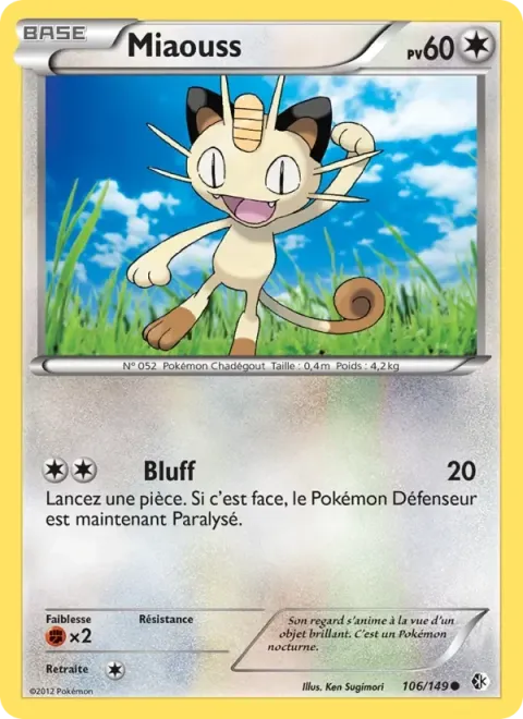 Carte Pokémon Miaouss 106/149, extension Frontières Franchies