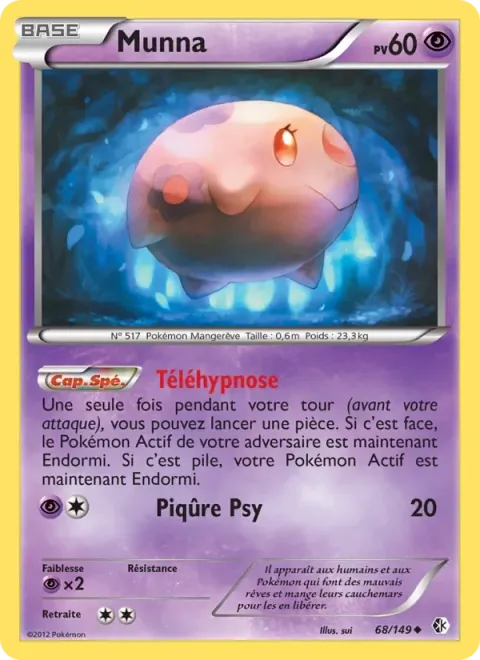 Carte Pokémon Munna 068/149, extension Frontières Franchies