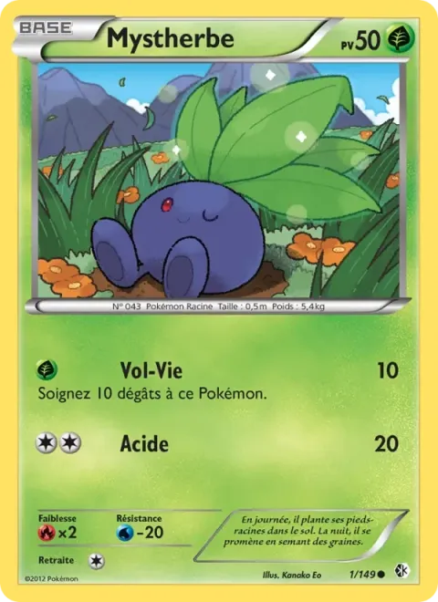 Carte Pokémon Mystherbe 001/149, extension Frontières Franchies