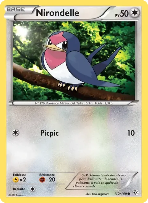 Carte Pokémon Nirondelle 112/149, extension Frontières Franchies
