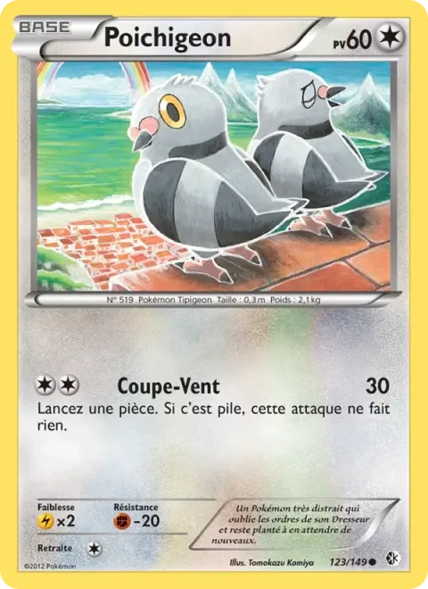 Carte Pokémon Poichigeon 123/149, extension Frontières Franchies