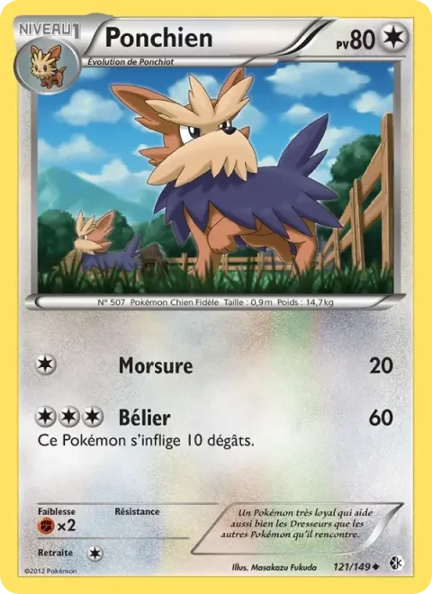Carte Pokémon Ponchien 121/149, extension Frontières Franchies
