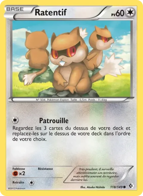 Carte Pokémon Ratentif 118/149, extension Frontières Franchies
