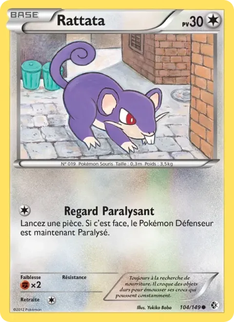 Carte Pokémon Rattata 104/149, extension Frontières Franchies
