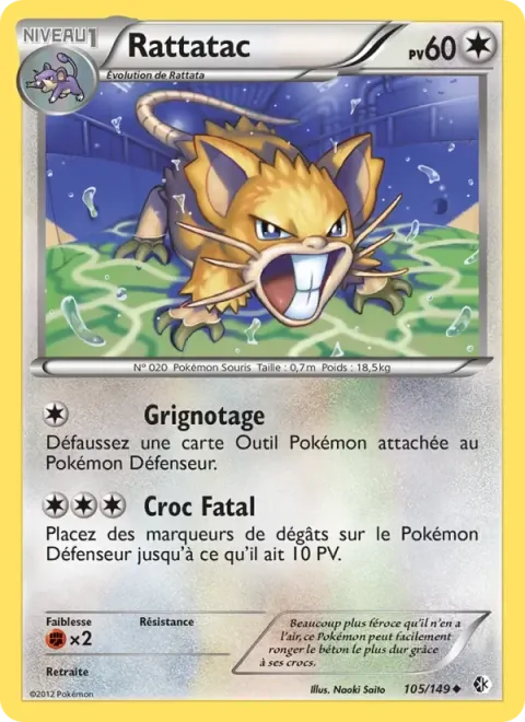 Carte Pokémon Rattatac 105/149, extension Frontières Franchies