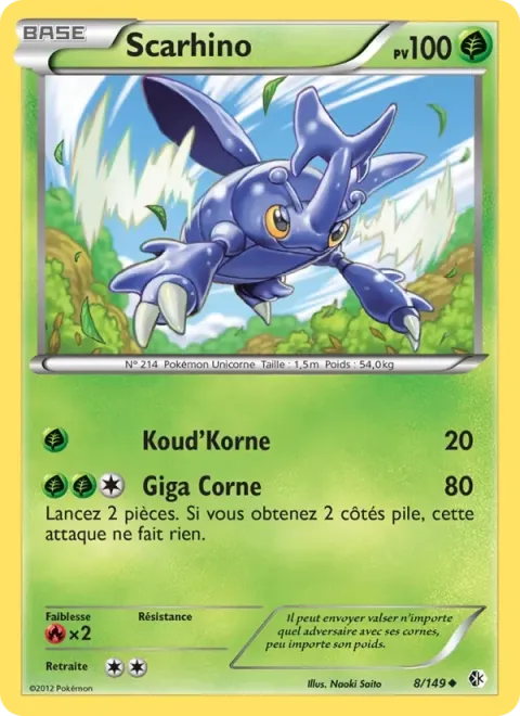 Carte Pokémon Scarhino 008/149, extension Frontières Franchies