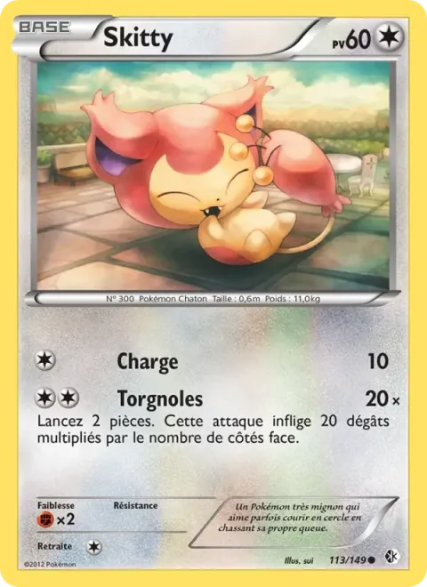 Carte Pokémon Skitty 113/149, extension Frontières Franchies