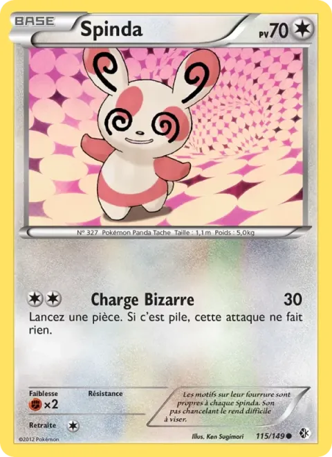 Carte Pokémon Spinda 115/149, extension Frontières Franchies
