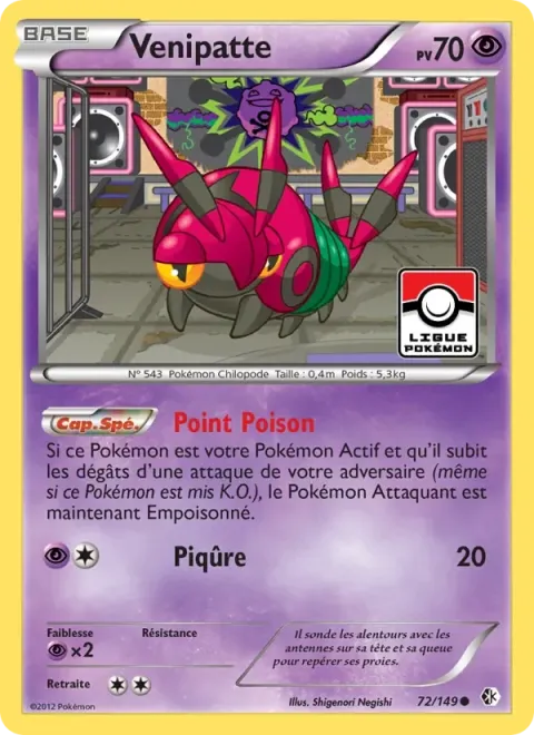 Carte Pokémon Venipatte 072/149, extension Frontières Franchies