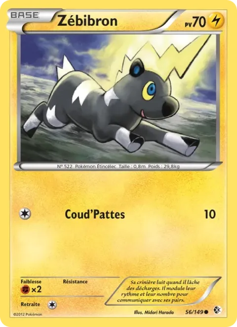 Carte Pokémon Zébibron 056/149, extension Frontières Franchies