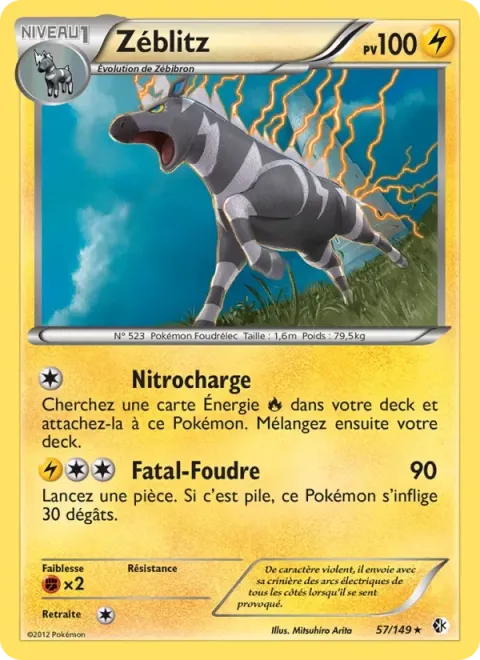 Carte Pokémon Zéblitz 057/149, extension Frontières Franchies