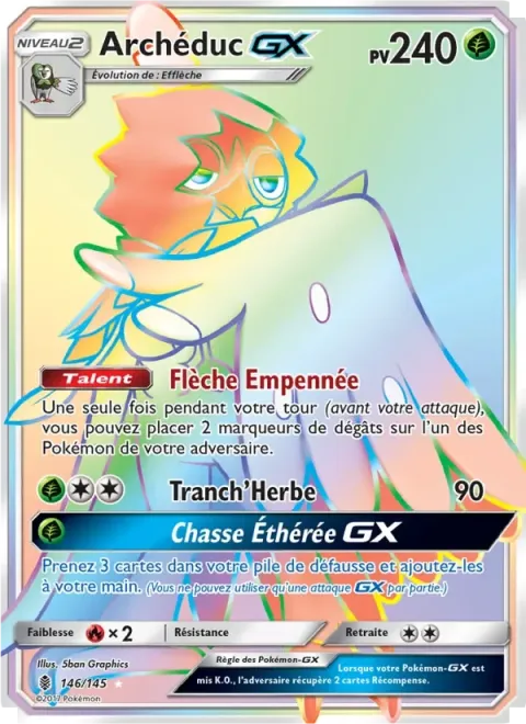 Carte Pokémon Archéduc GX 146/145, extension Gardiens Ascendants
