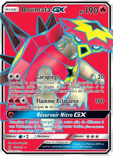 Carte Pokémon Boumata GX 131/145, extension Gardiens Ascendants