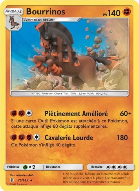 Carte Pokémon Bourrinos 076/145, extension Gardiens Ascendants