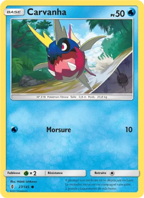 Carte Pokémon Carvanha 027/145, extension Gardiens Ascendants
