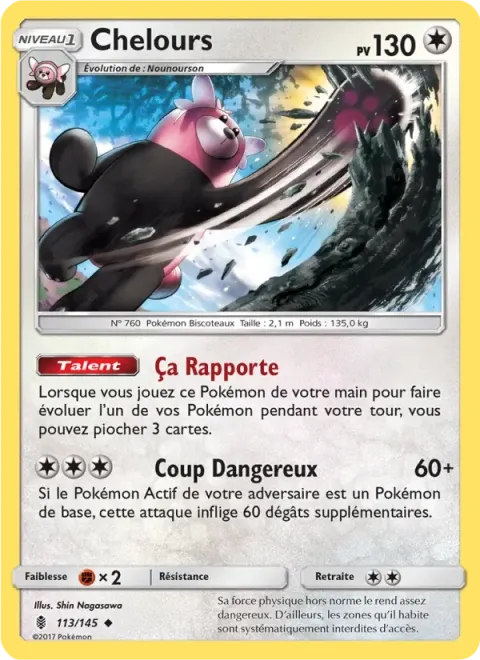 Carte Pokémon Chelours 113/145, extension Gardiens Ascendants